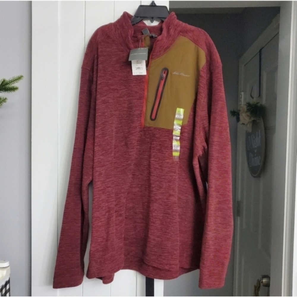 Eddie Bauer Burgandy Quarterzip Men's Fleece. NEW!